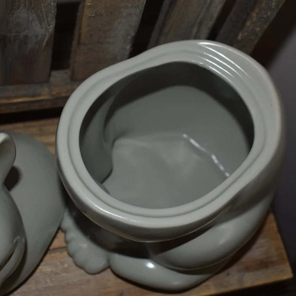 Threshold Stoneware Gray Cat Cookie Jar Cottage Farmhouse Kitchen Decor - Picture 9 of 13